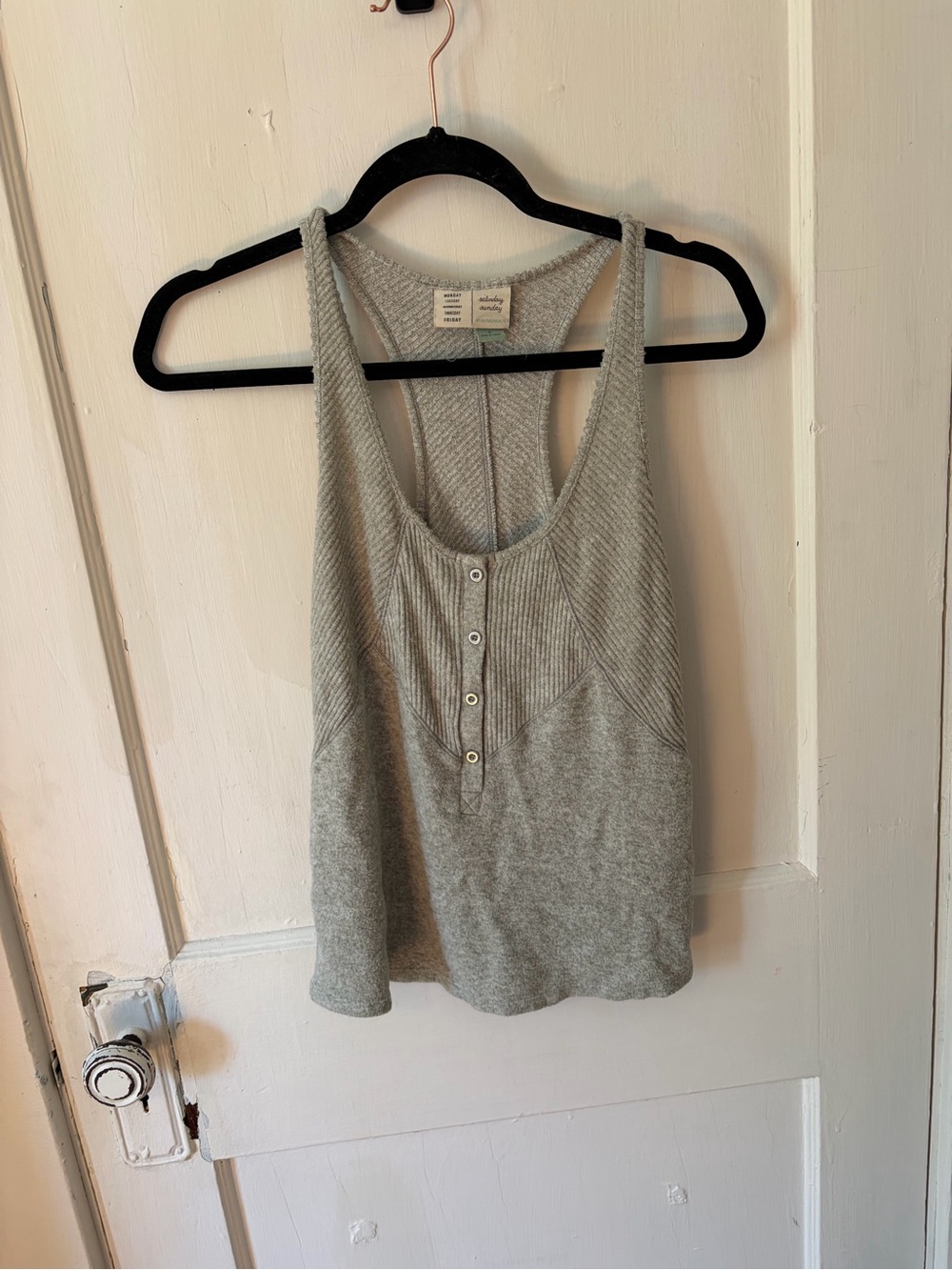 Anthropologie Heather Gray Ribbed Henley Tank